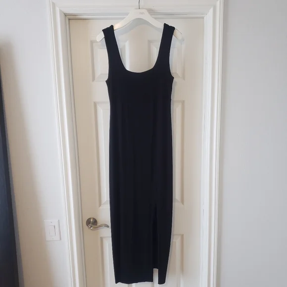knee length dresses for ladies ASOS DESIGN 90s ribbed built up midi tank dress in black  ASOS Sample Sale